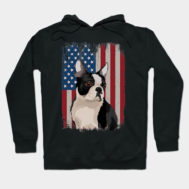 Boston Terrier American Flag Patriotic 4Th Of July Hoodie by eldridgejacqueline